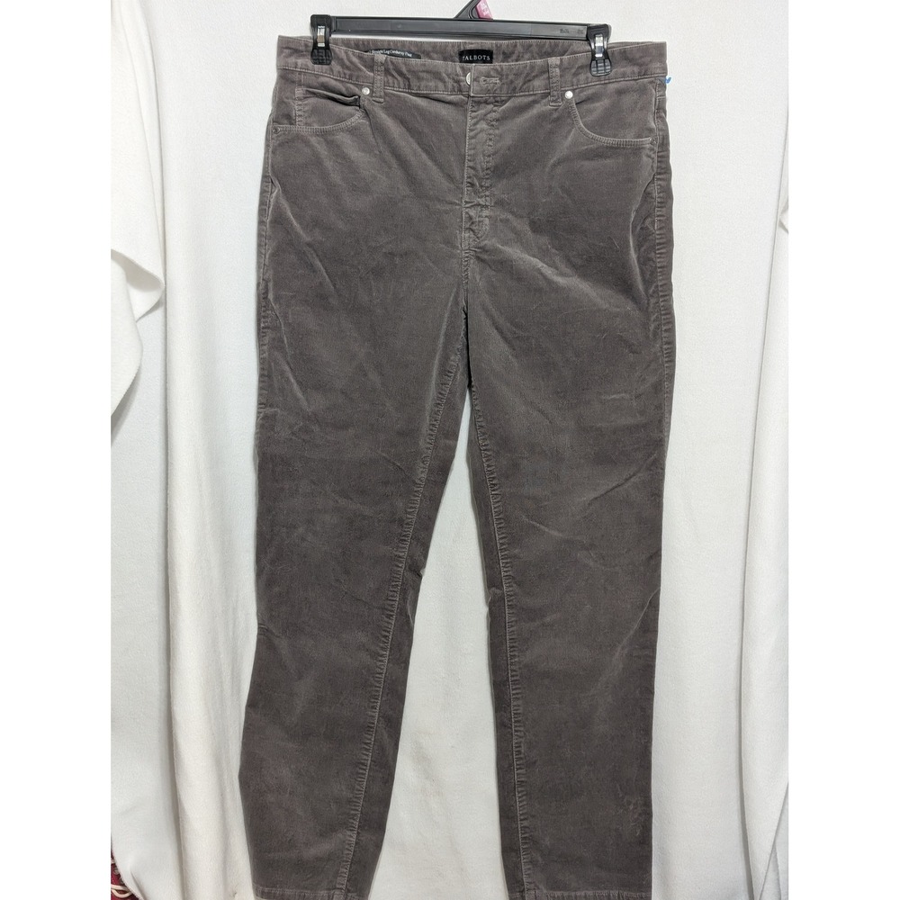 Talbots Womens Gray Straight Leg Corduroy Pants Size 14 Casual Five Pocket Pants